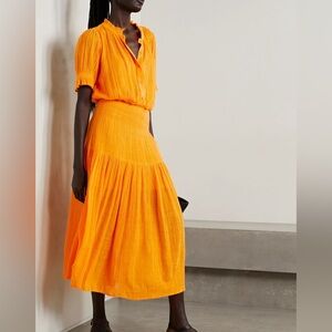 Apiece Apart Gathered Cotton-Blend Voile Midi Dress